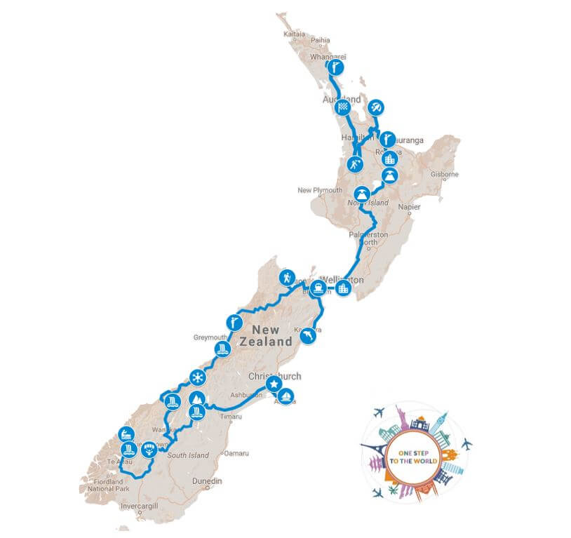 itinéraire un mois Nouvelle-Zélande - One Step to the World