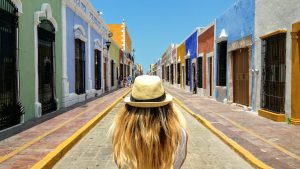 campeche colored street - peninsule du Yucatan - Mexique