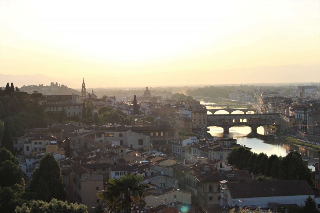 Coucher de soleil Florence Ponte Vecchio Italie