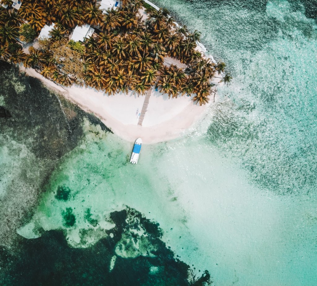 vue du dessus Ranguana Caye Belize