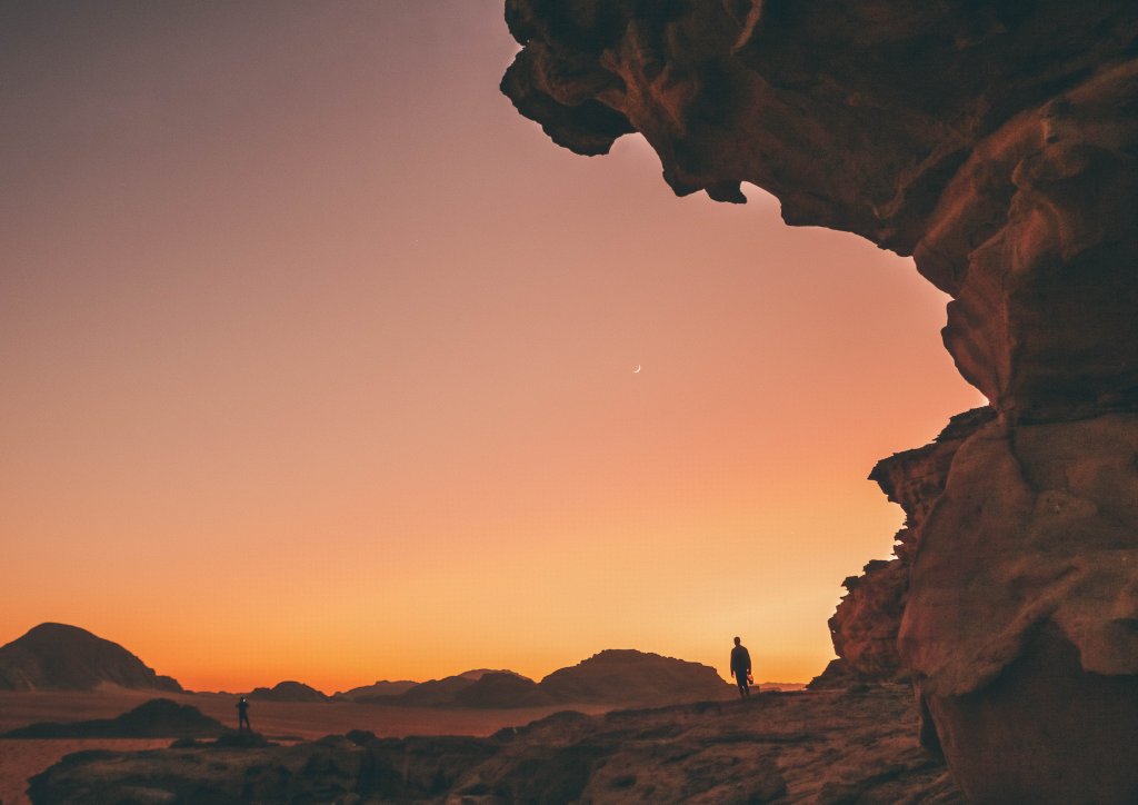 Coucher de soleil camp bedouin wadi rum jordanie