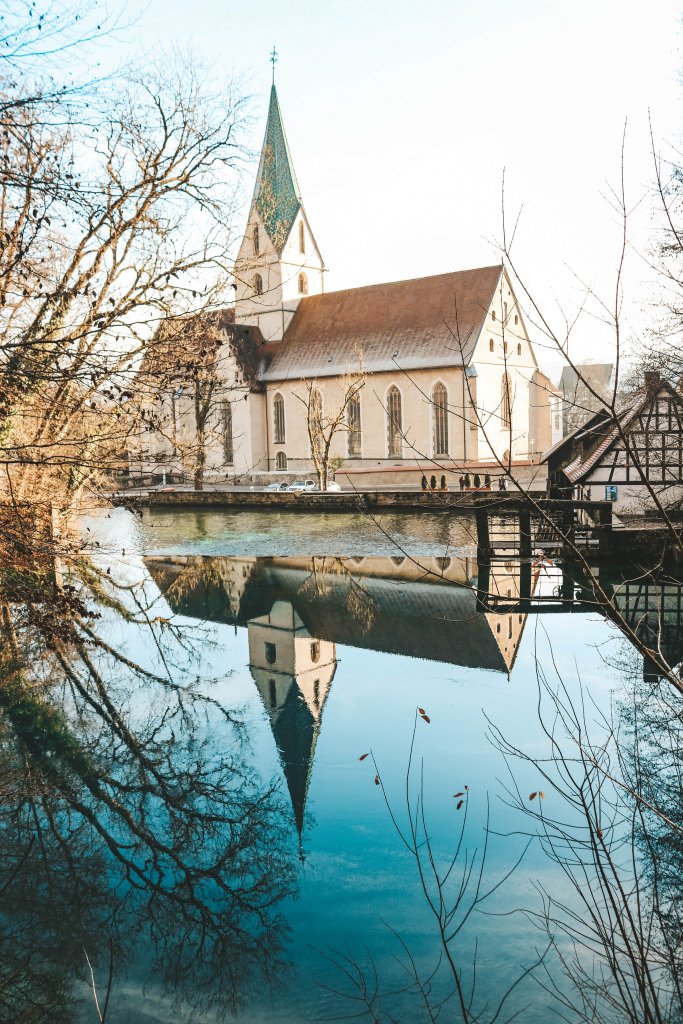 eglise reflet Blautopf hiver