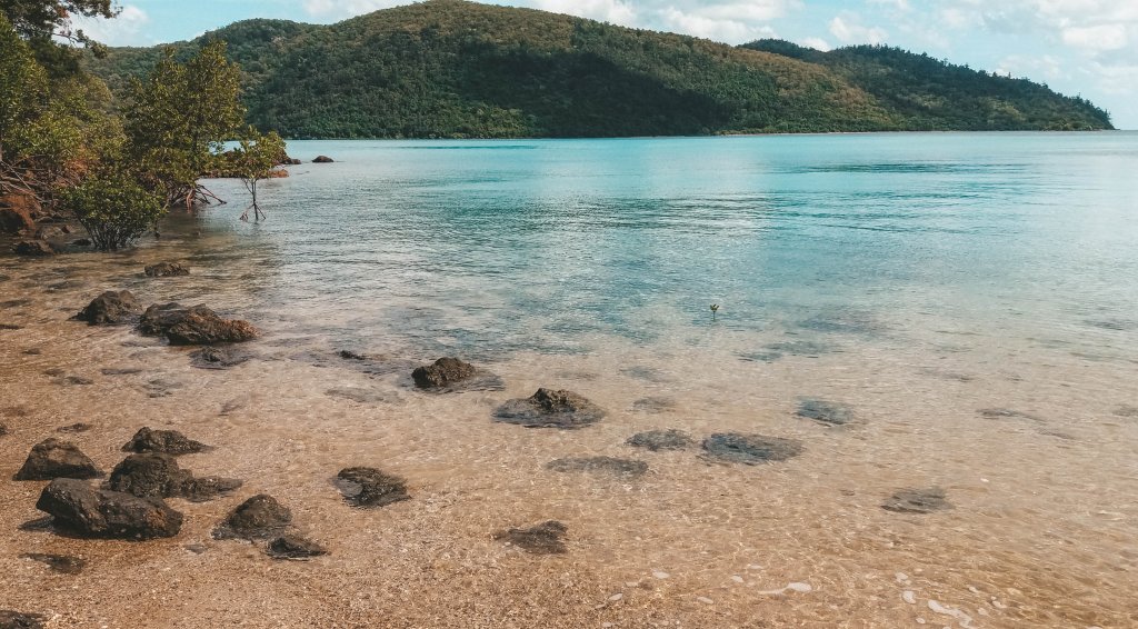 Camper plage de Naris beach whitsunday Australie