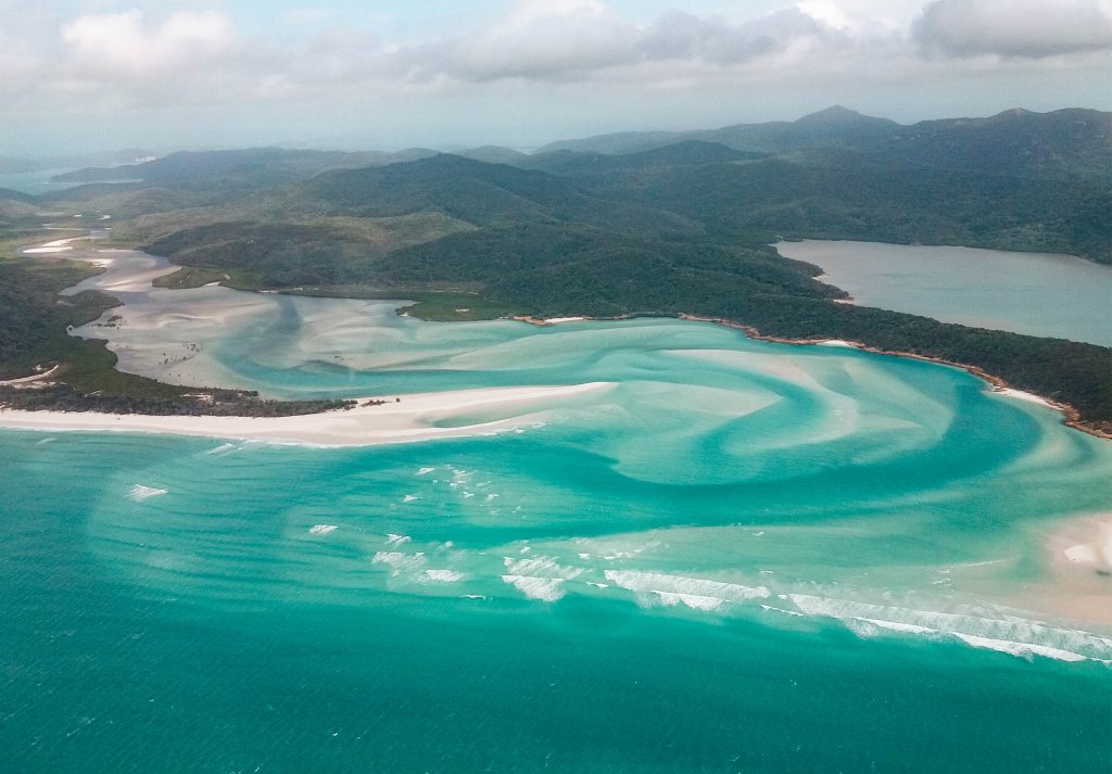 Survol Whitehaven beach Australie