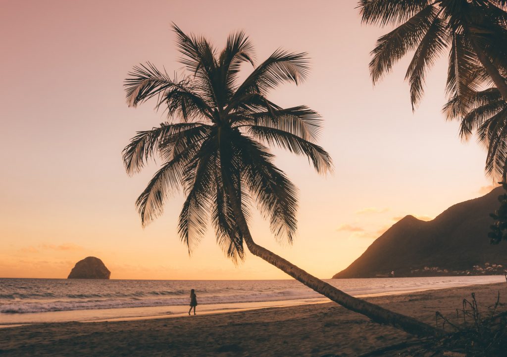 Plage du Diamant coucher de soleil