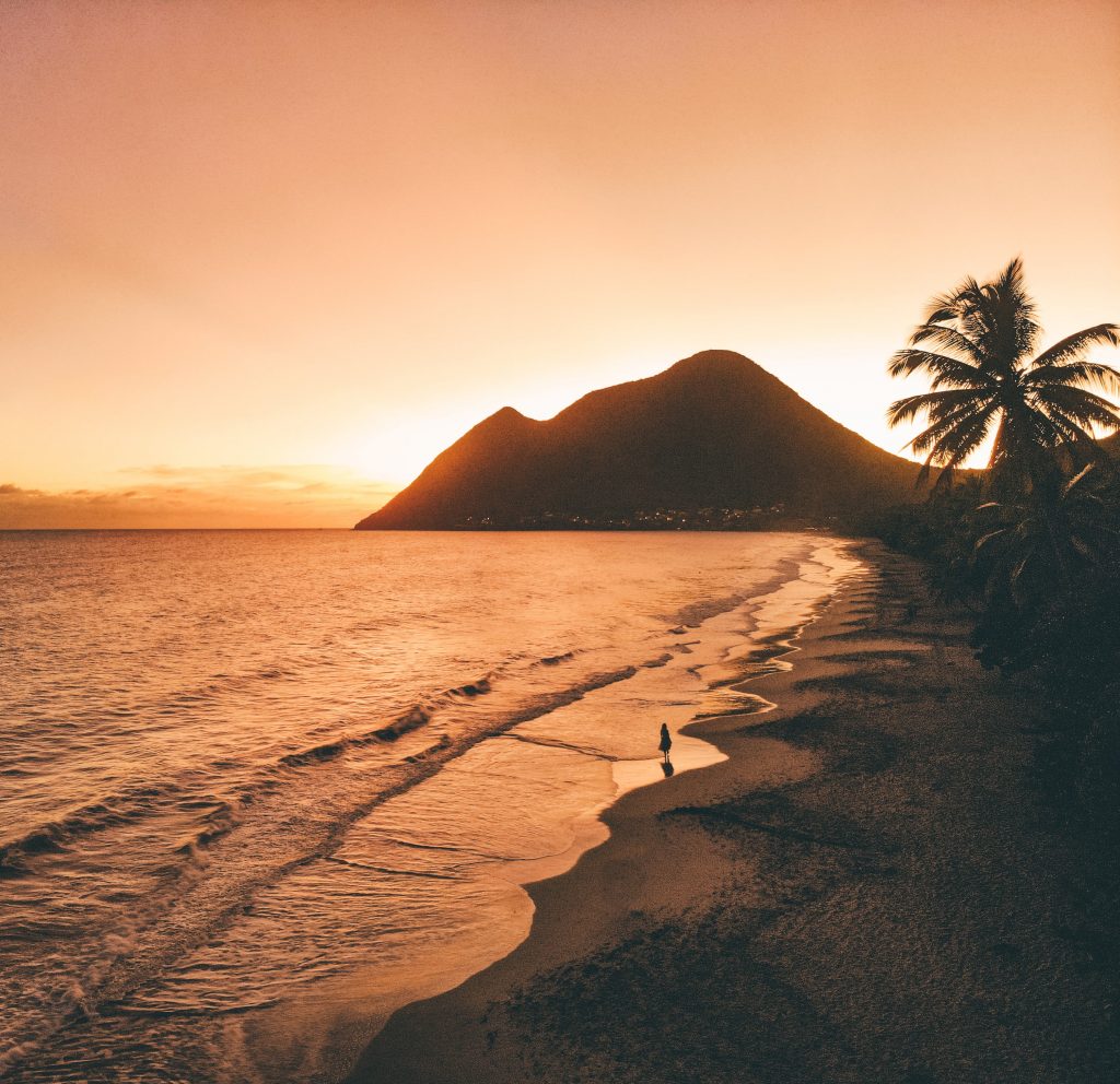 coucher de soleil plage du diamant Martinique