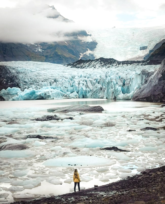 Point de vue Svinafellsjokull au glacier Vatnajokull