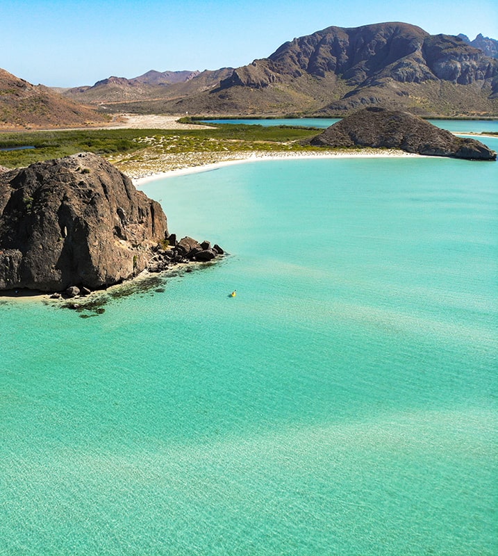 Drone plage de Balandra Mexique