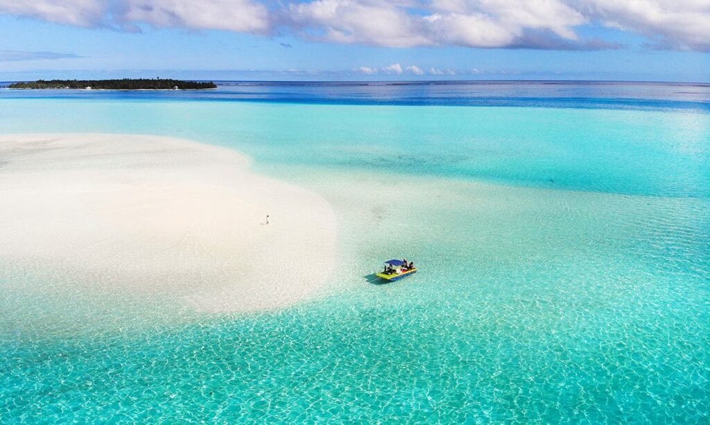 Banc de sable Maupiti vue de drone