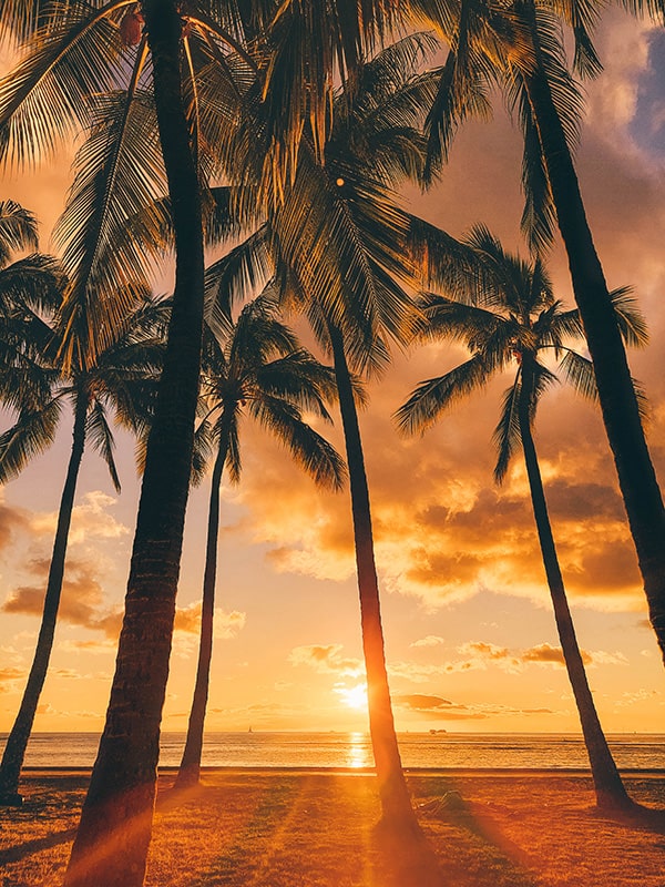 Coucher de soleil plage de Waikiki