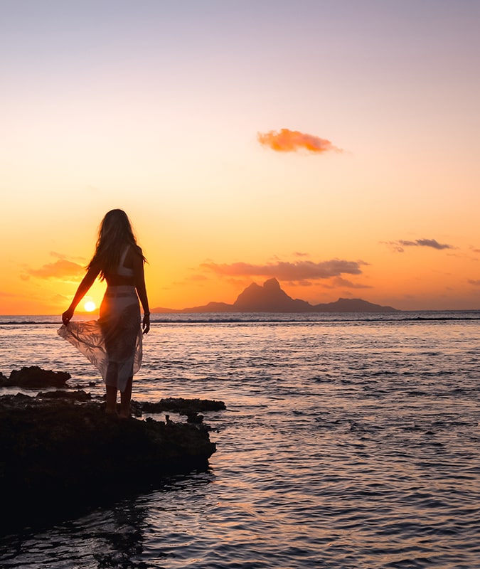 Coucher de soleil depuis Tahaa sur Bora Bora